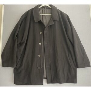 Oak Hill Men 3XLT Coat Black‎ Wool Blend Full Zip Button Classic Jacket 54L/56L